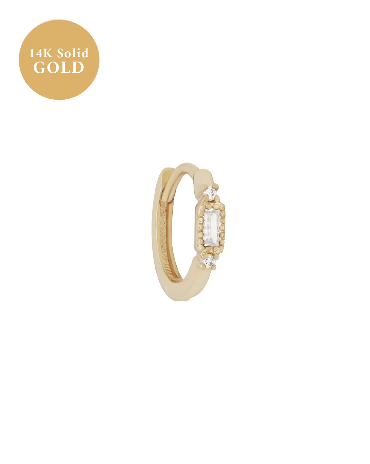 14K Solid Gold Dorothy Baguette Hoop