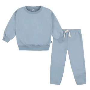 2-Piece Infant & Toddler Neutral Blue Sweatshirt & Pant Set