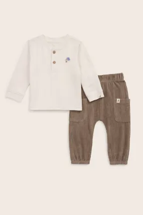 2-Piece Organic Cotton Henley Top and Jogger Set