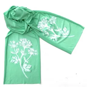 (20% Off) Scarf Slim - Mint Parsley Print (White Ink) by Windsparrow Studio