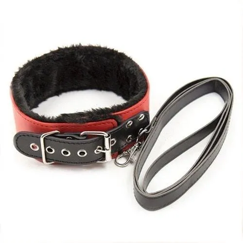 2334M      Black and Red Bondage Cuffs, Collar, Leash, Gag, Rope, Whip and Blindfold Kit - 10 Pcs