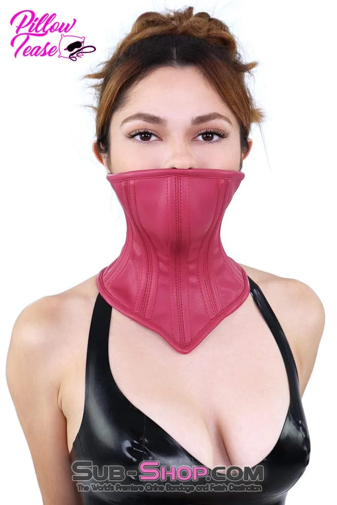 2544DL      Pink Neck Corset Posture Training Slave Bondage Collar with Mouth Cover