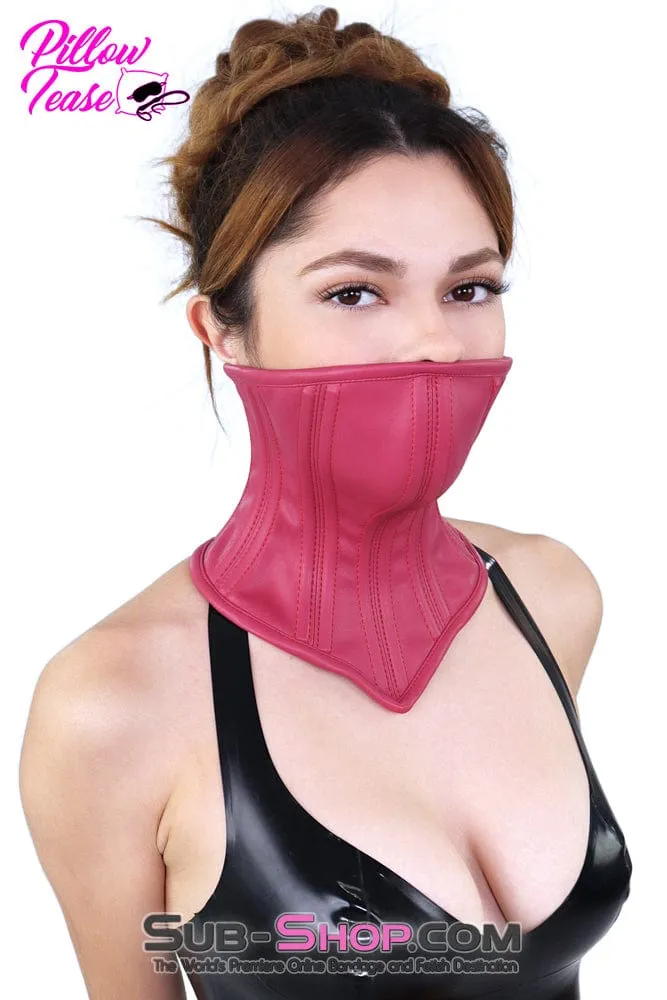 2544DL      Pink Neck Corset Posture Training Slave Bondage Collar with Mouth Cover