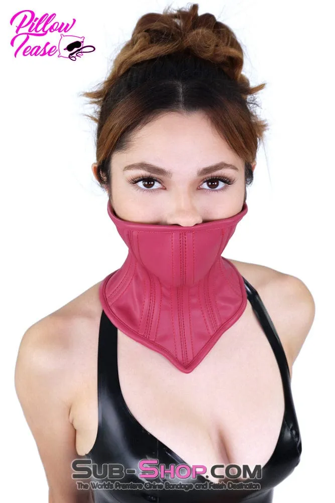 2544DL      Pink Neck Corset Posture Training Slave Bondage Collar with Mouth Cover