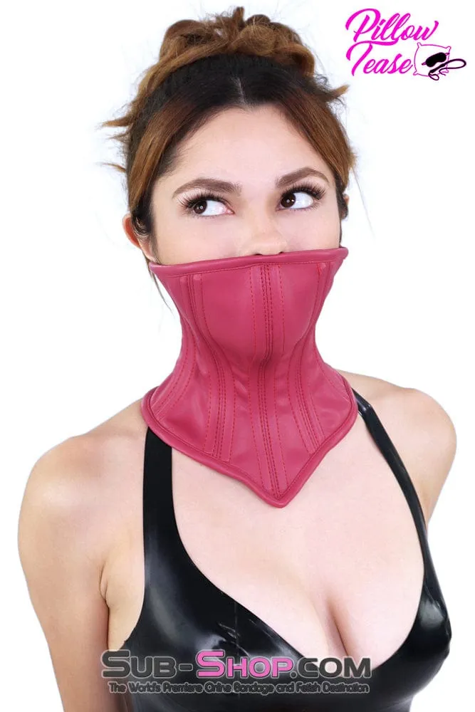 2544DL      Pink Neck Corset Posture Training Slave Bondage Collar with Mouth Cover