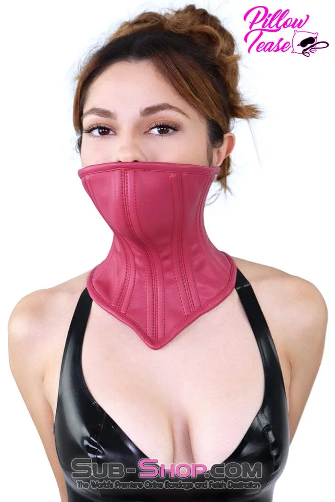 2544DL      Pink Neck Corset Posture Training Slave Bondage Collar with Mouth Cover