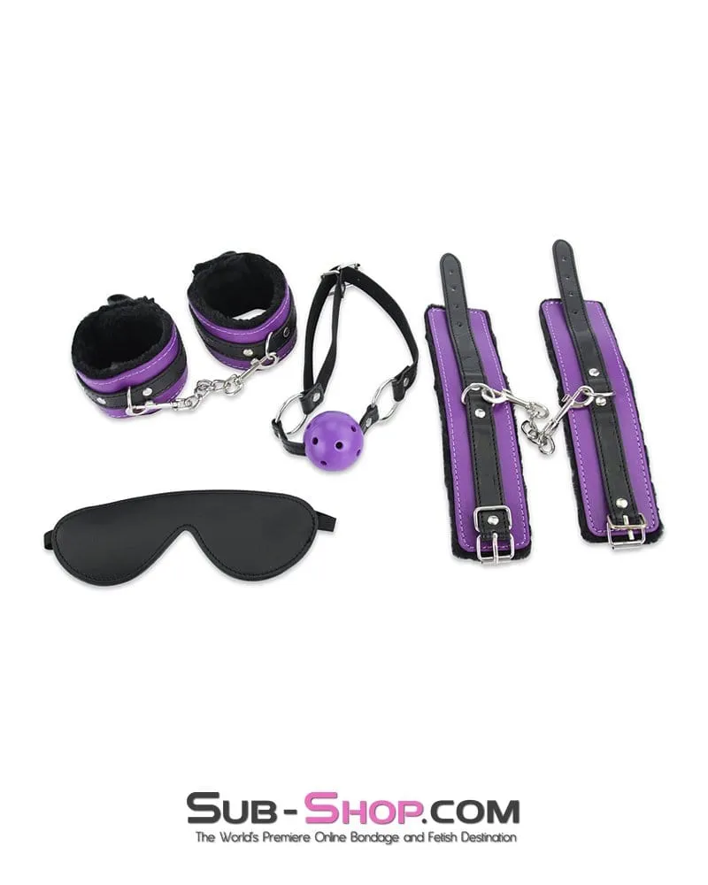 6855M-SIS      Weekend in Sissy Bondage Accessory 10 pc Purple and Sissy Hypnosis Black Full Bondage Scene Sex Kit