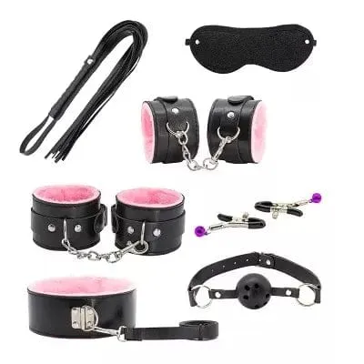 7122DL      8 Pc Pink Plush Bondage Fantasy Kit