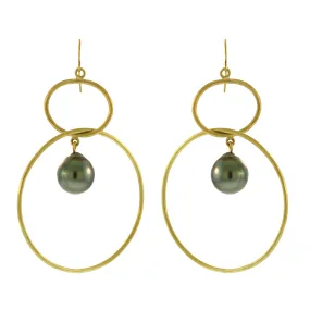 A Tahitian Pearl Double Hoop Earring