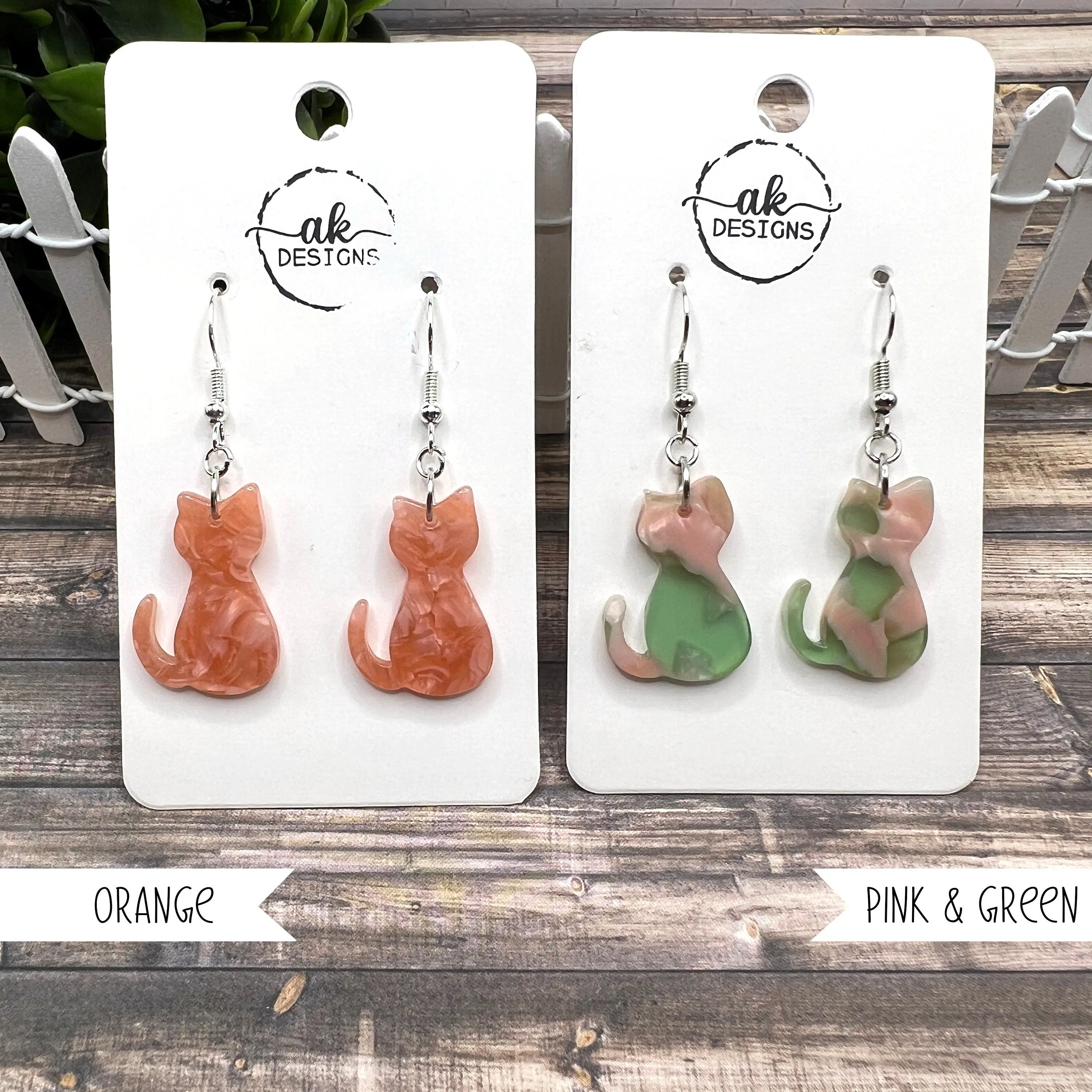 Acrylic / Acetate Cat Dangle Earrings