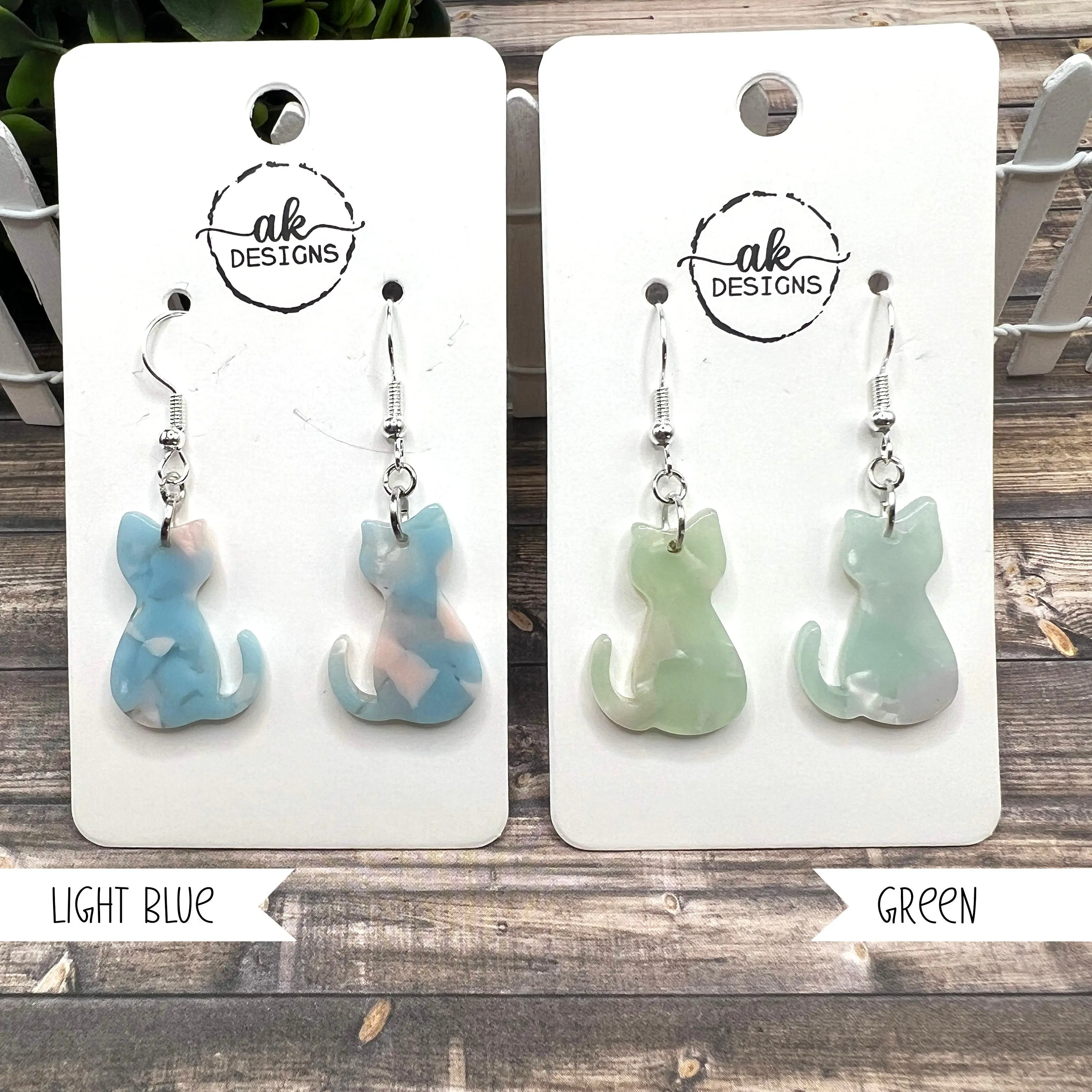 Acrylic / Acetate Cat Dangle Earrings