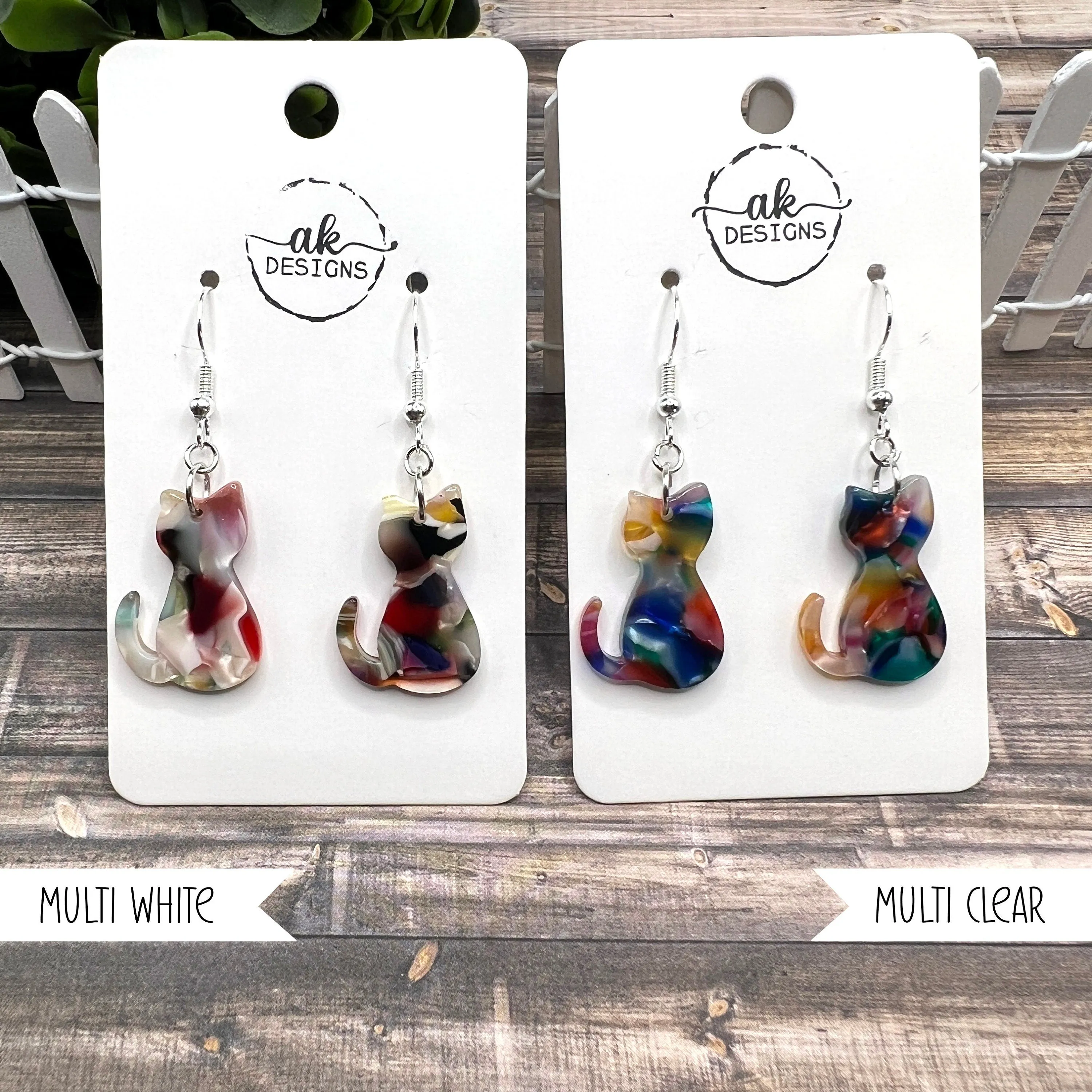 Acrylic / Acetate Cat Dangle Earrings