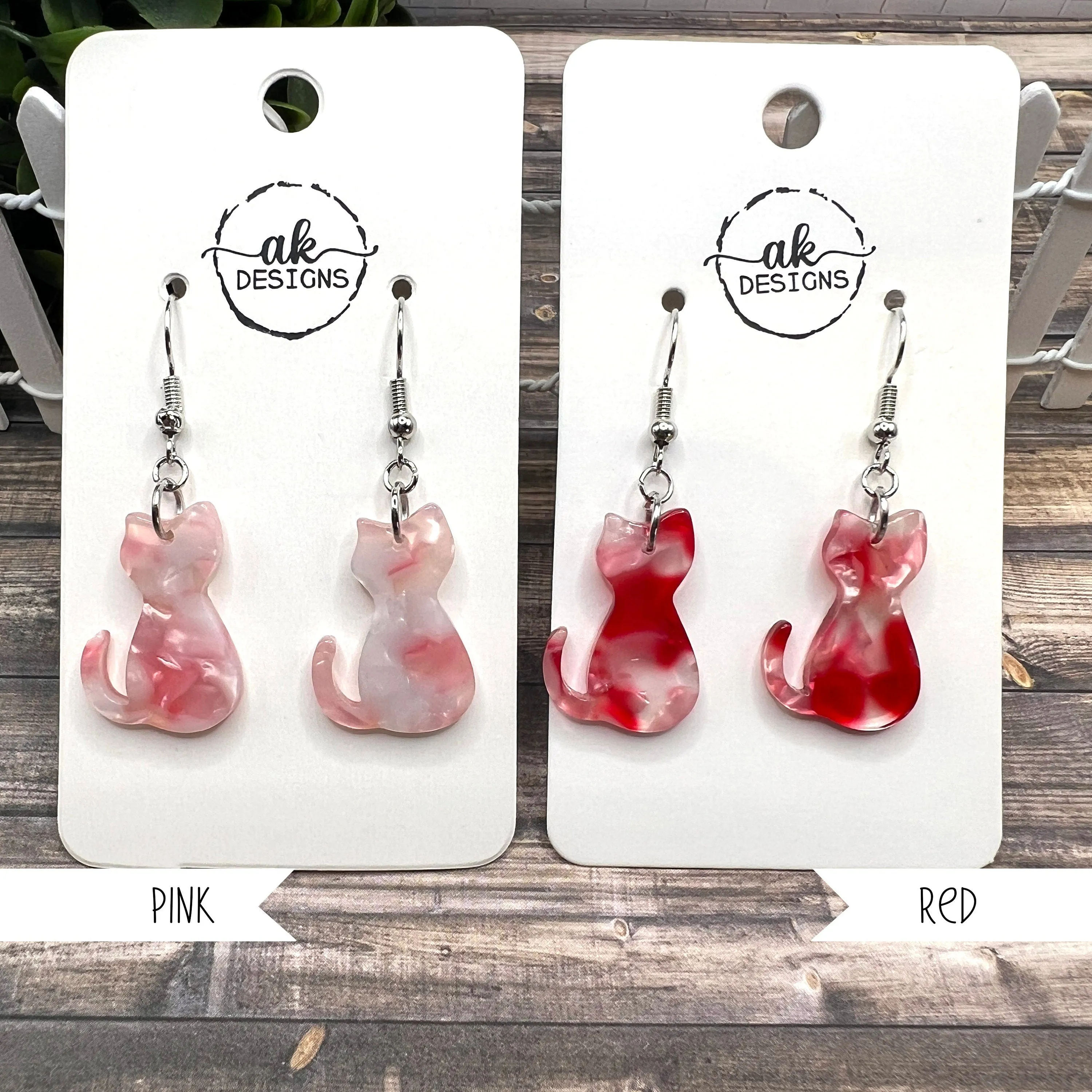 Acrylic / Acetate Cat Dangle Earrings