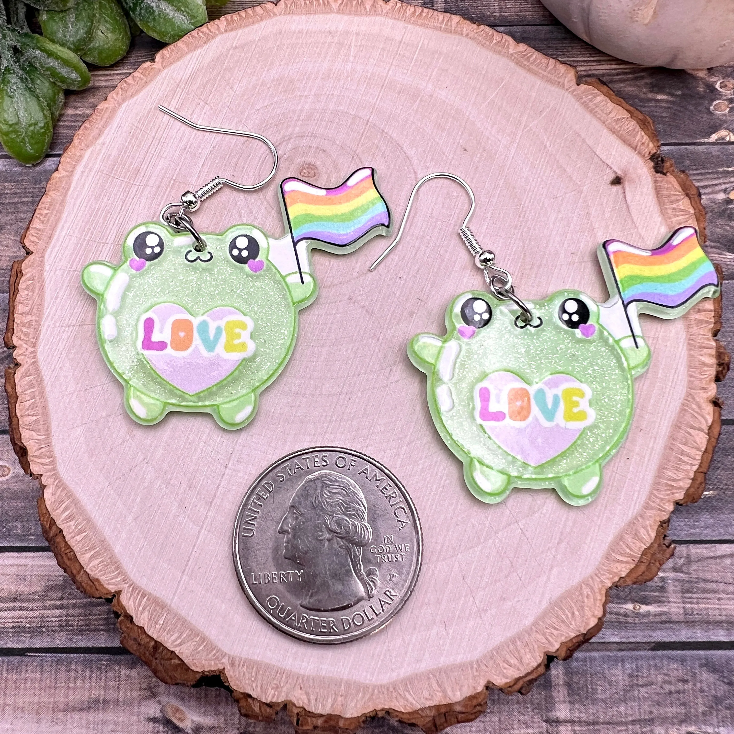 Acrylic Frog Pride LGBTQ Earrings