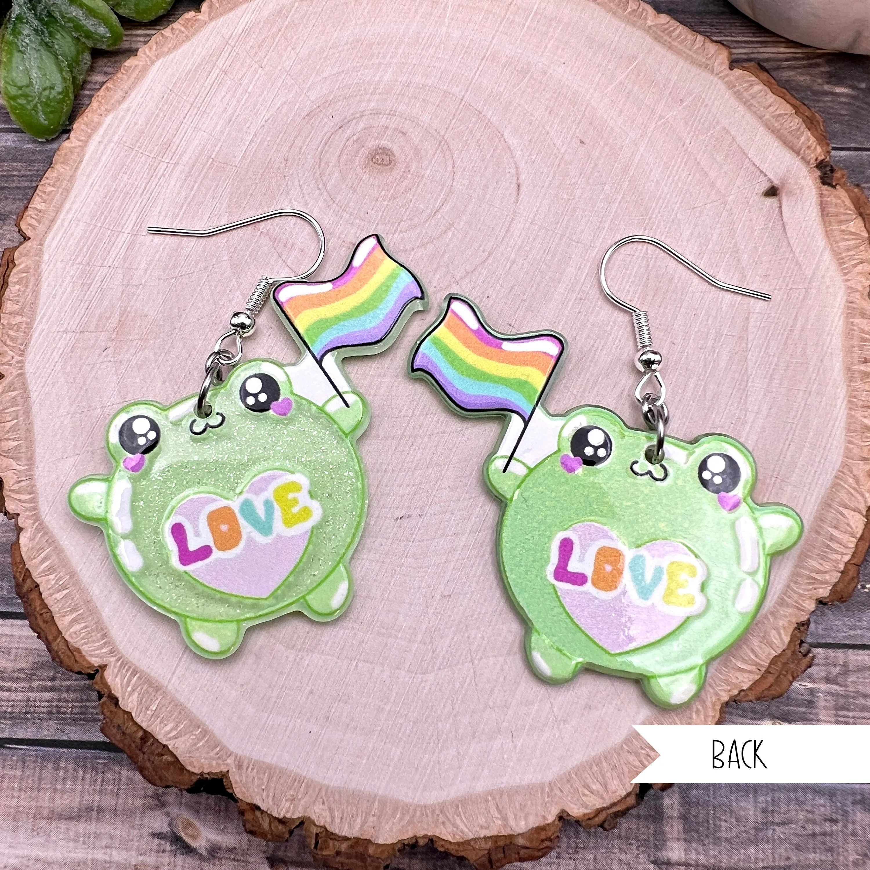 Acrylic Frog Pride LGBTQ Earrings