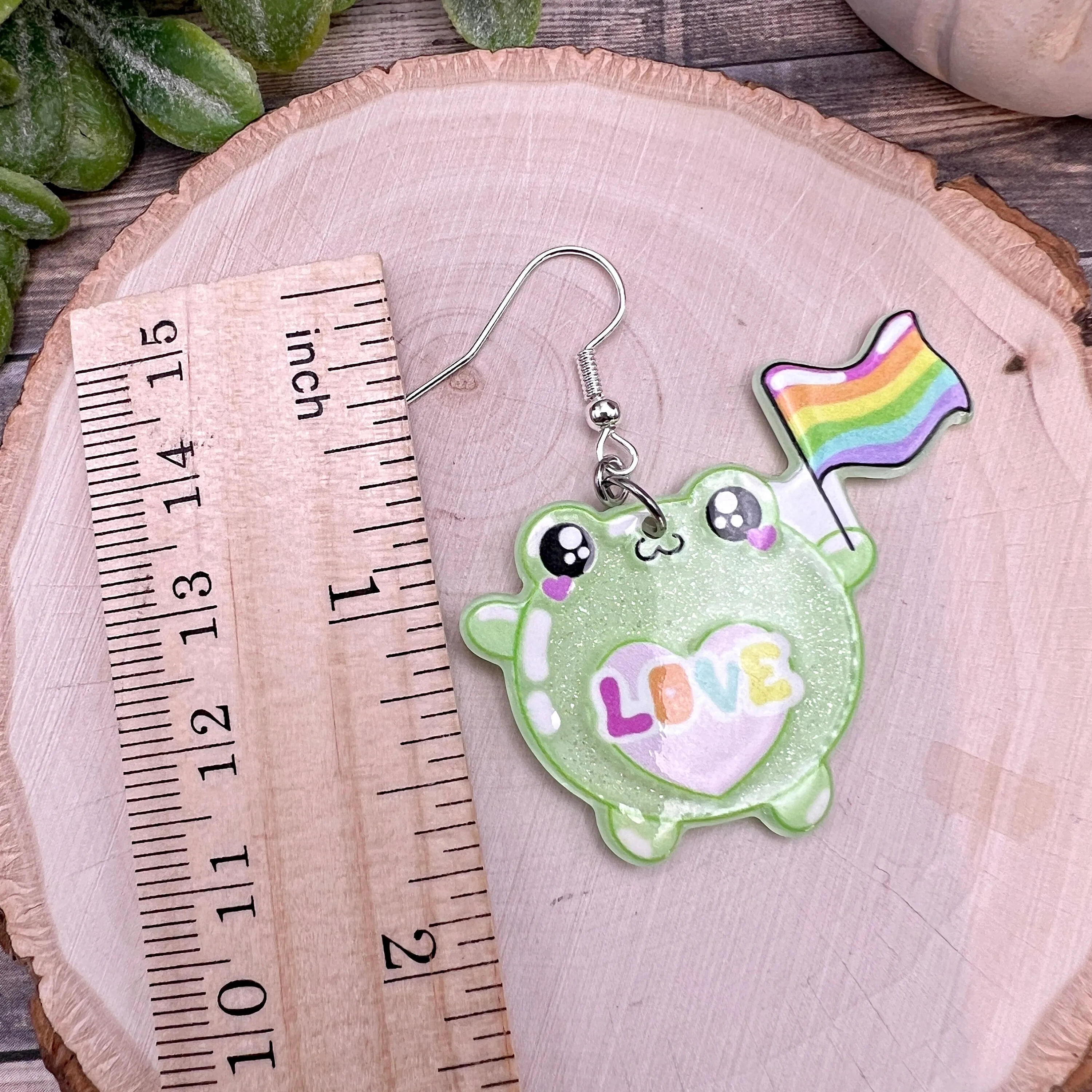 Acrylic Frog Pride LGBTQ Earrings