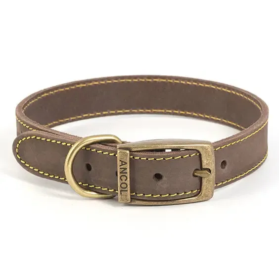 Ancol Timberwolf Leather Collar 4 35-43cm