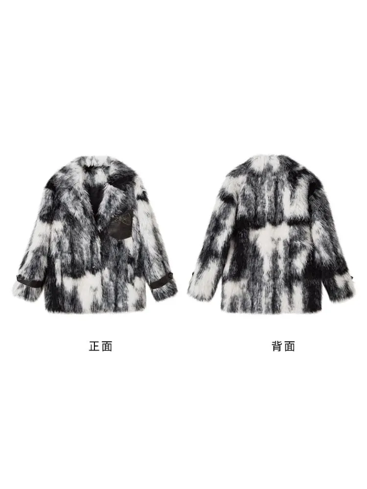 Animal Print Suit Collar Eco Fur Coat【s0000004862】