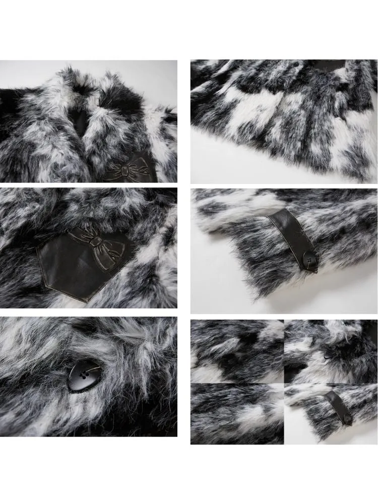 Animal Print Suit Collar Eco Fur Coat【s0000004862】