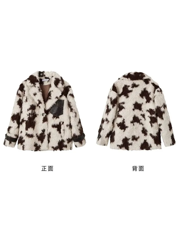 Animal Print Suit Collar Eco Fur Coat【s0000004862】