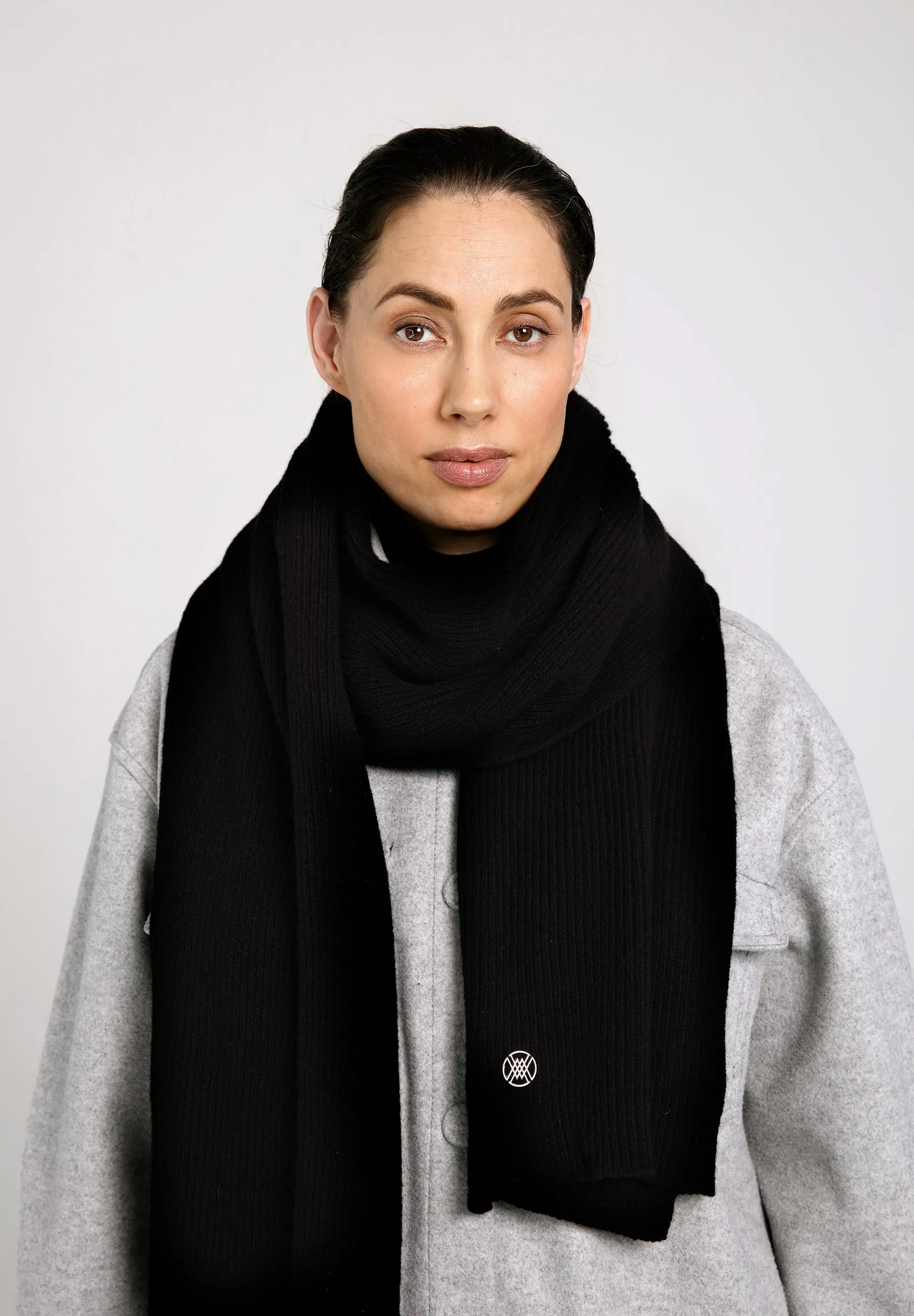 ARGADIA CASHMERE RIB SCARF - Black