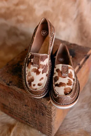 Ariat Cruiser Slip On Shoe [Tan Floral Emboss Brindle Hair on Hide]