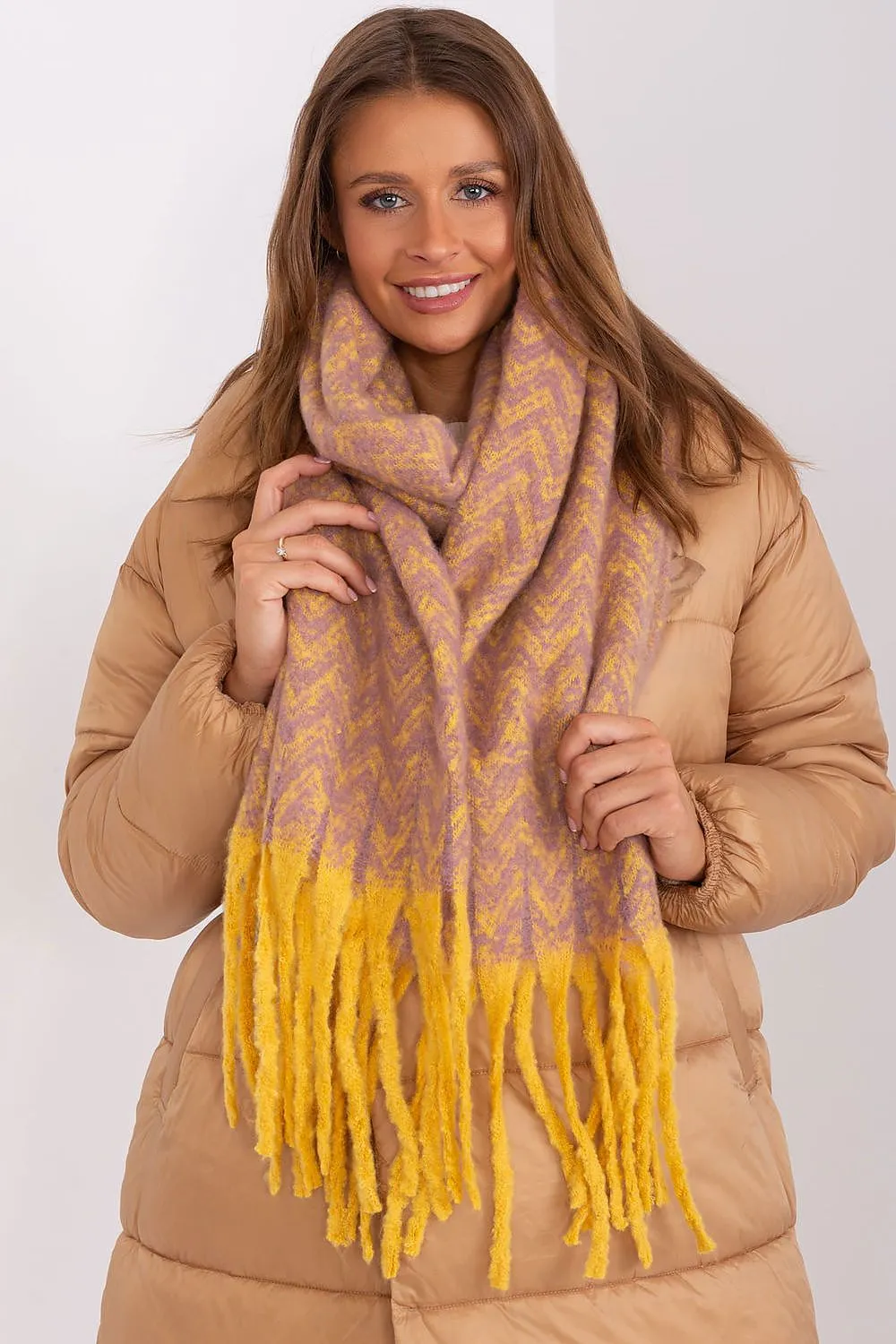 AT Chevron Fringe Scarf