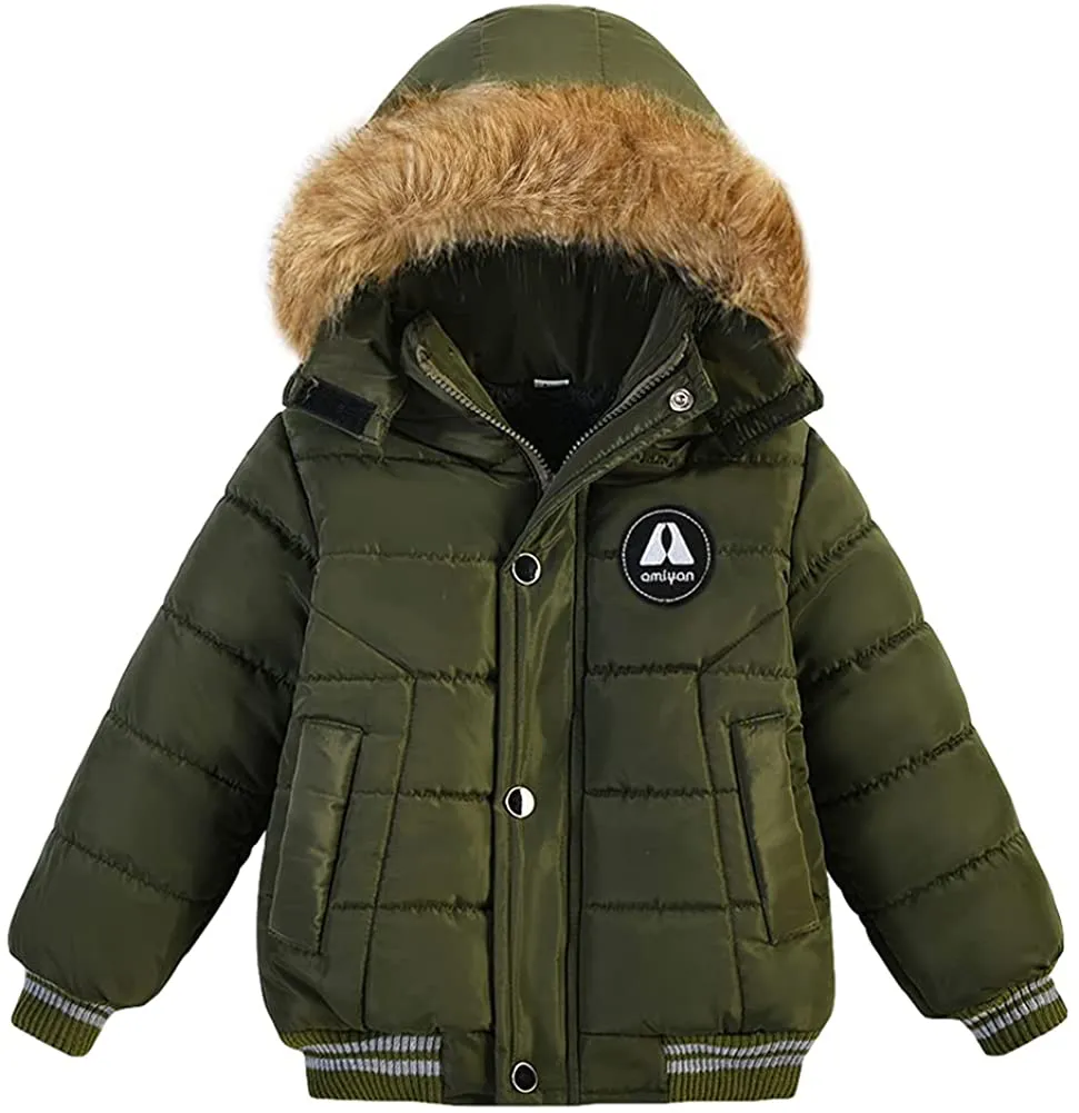 Baby Boys Girls Winter Thick Hooded down Jacket Warm Snow Jacket Winter Outdoor Coat 1-6 Years