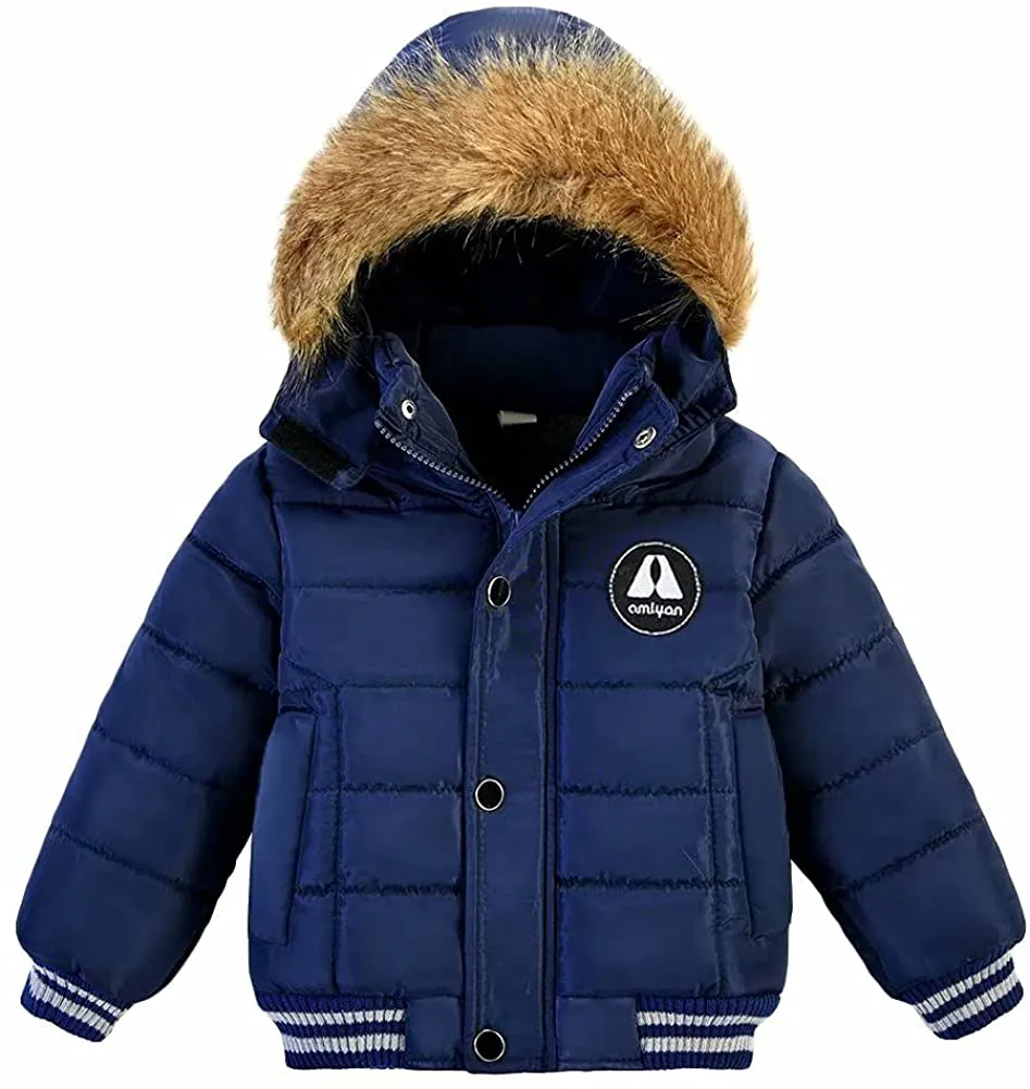 Baby Boys Girls Winter Thick Hooded down Jacket Warm Snow Jacket Winter Outdoor Coat 1-6 Years