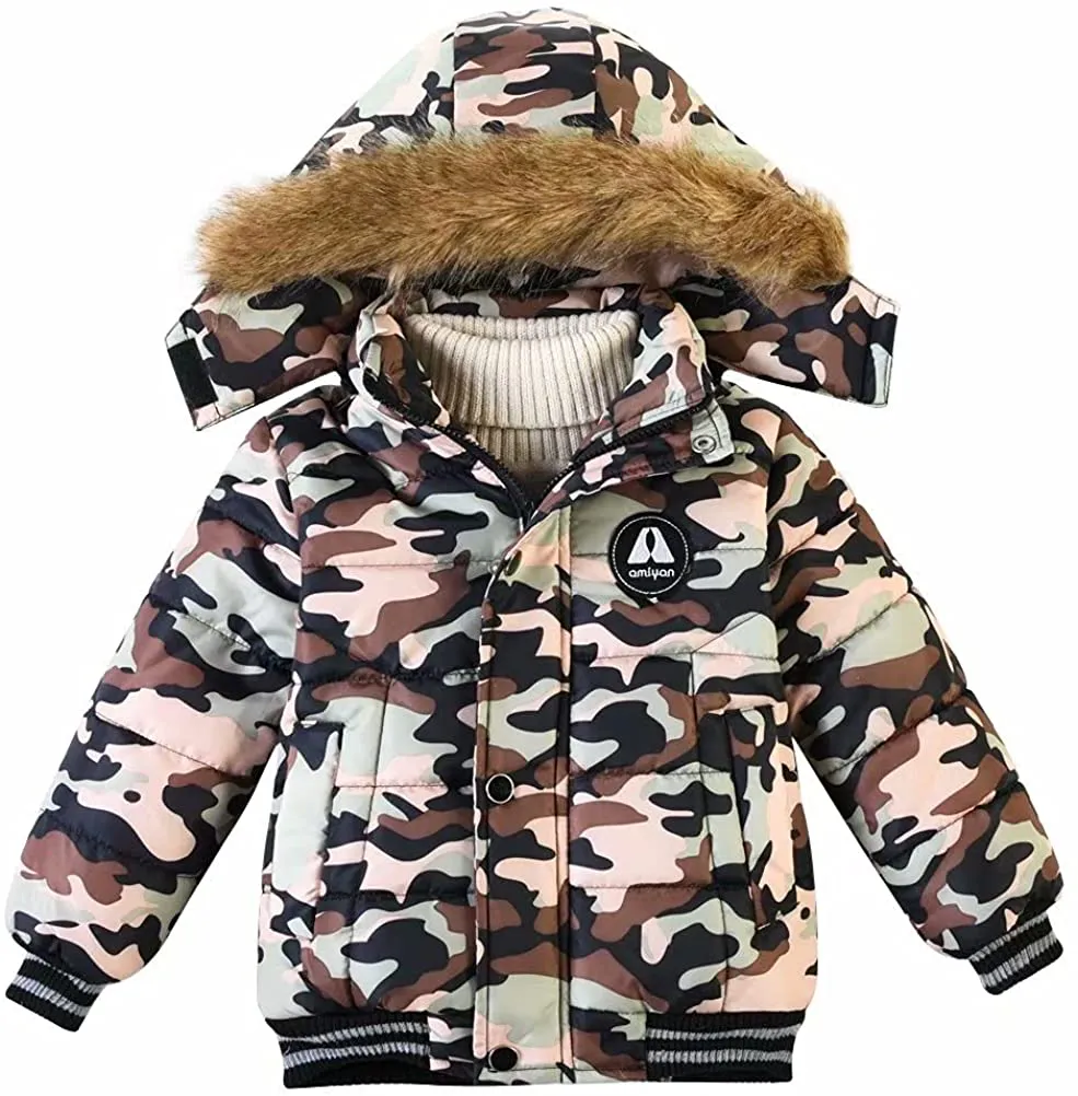 Baby Boys Girls Winter Thick Hooded down Jacket Warm Snow Jacket Winter Outdoor Coat 1-6 Years