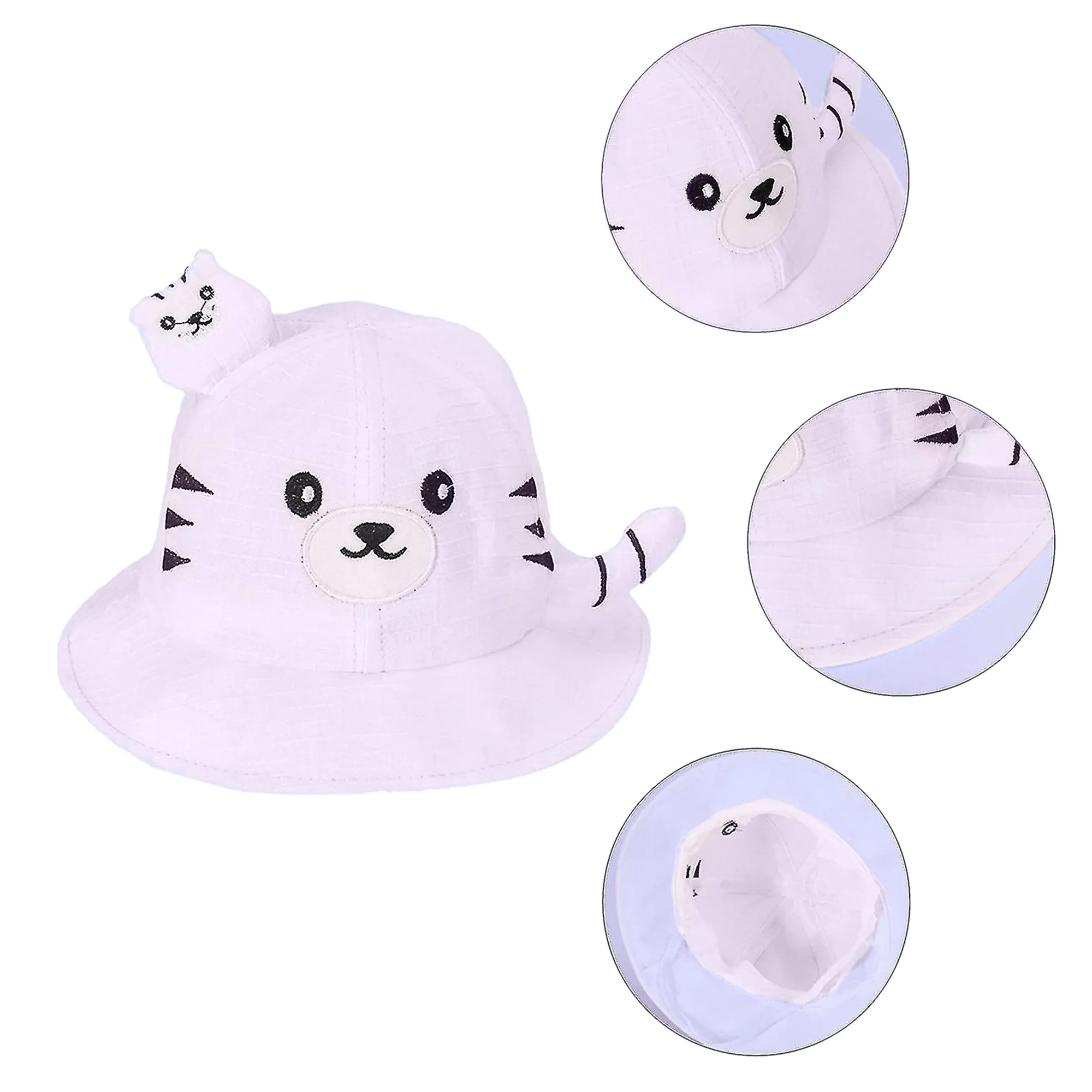 Babymoon Cotton Baby Kids Boys Girls Summer Cap With Head String Cat Design | 2-6 Years | Pink