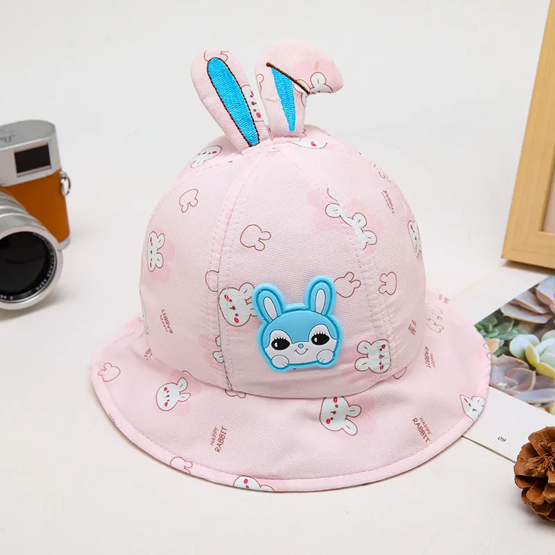 Babymoon Cotton Baby Kids Boys Girls Summer Cap With Head String Rabbit Design | 2-6 Years | Pink