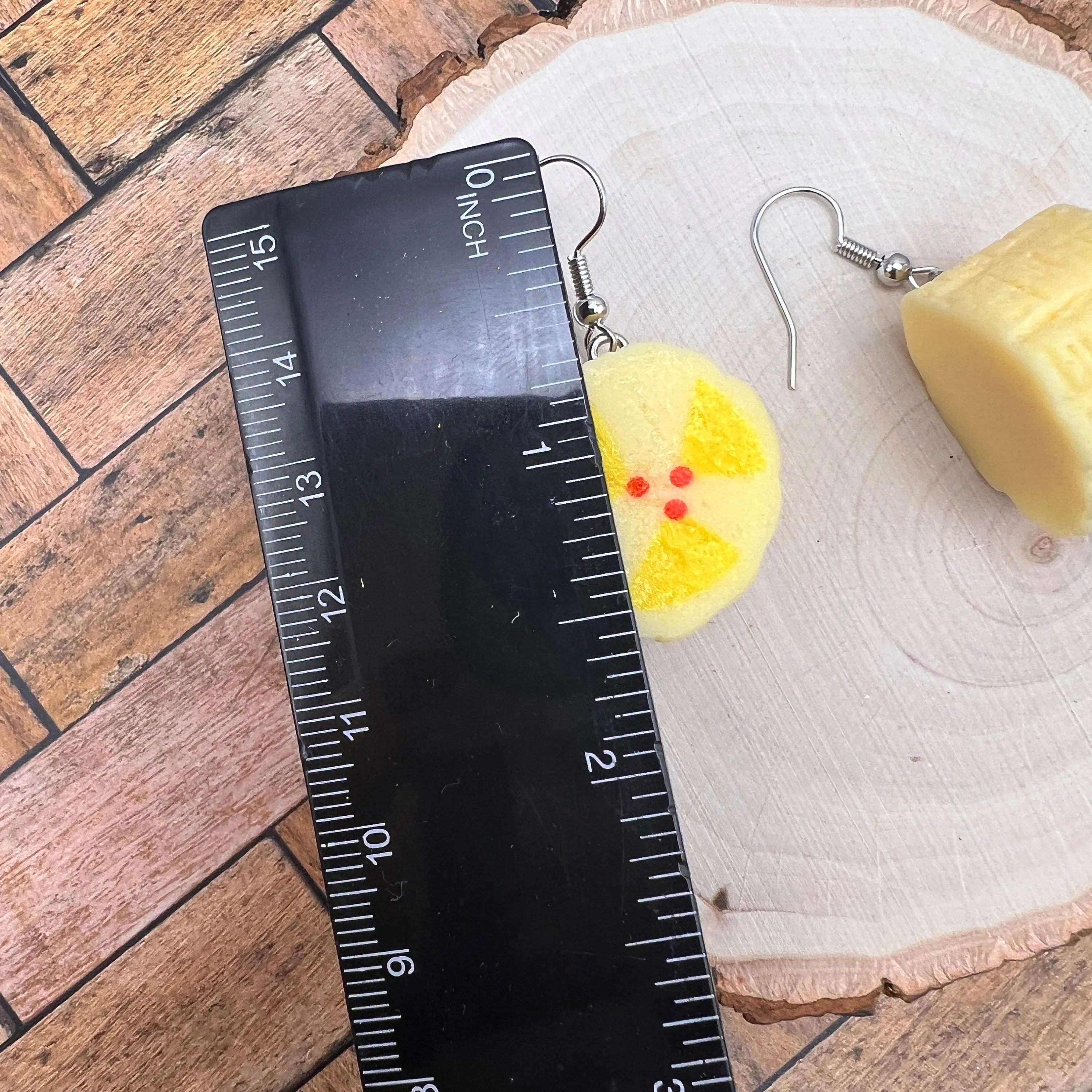 Banana Slice Food Themed Earrings