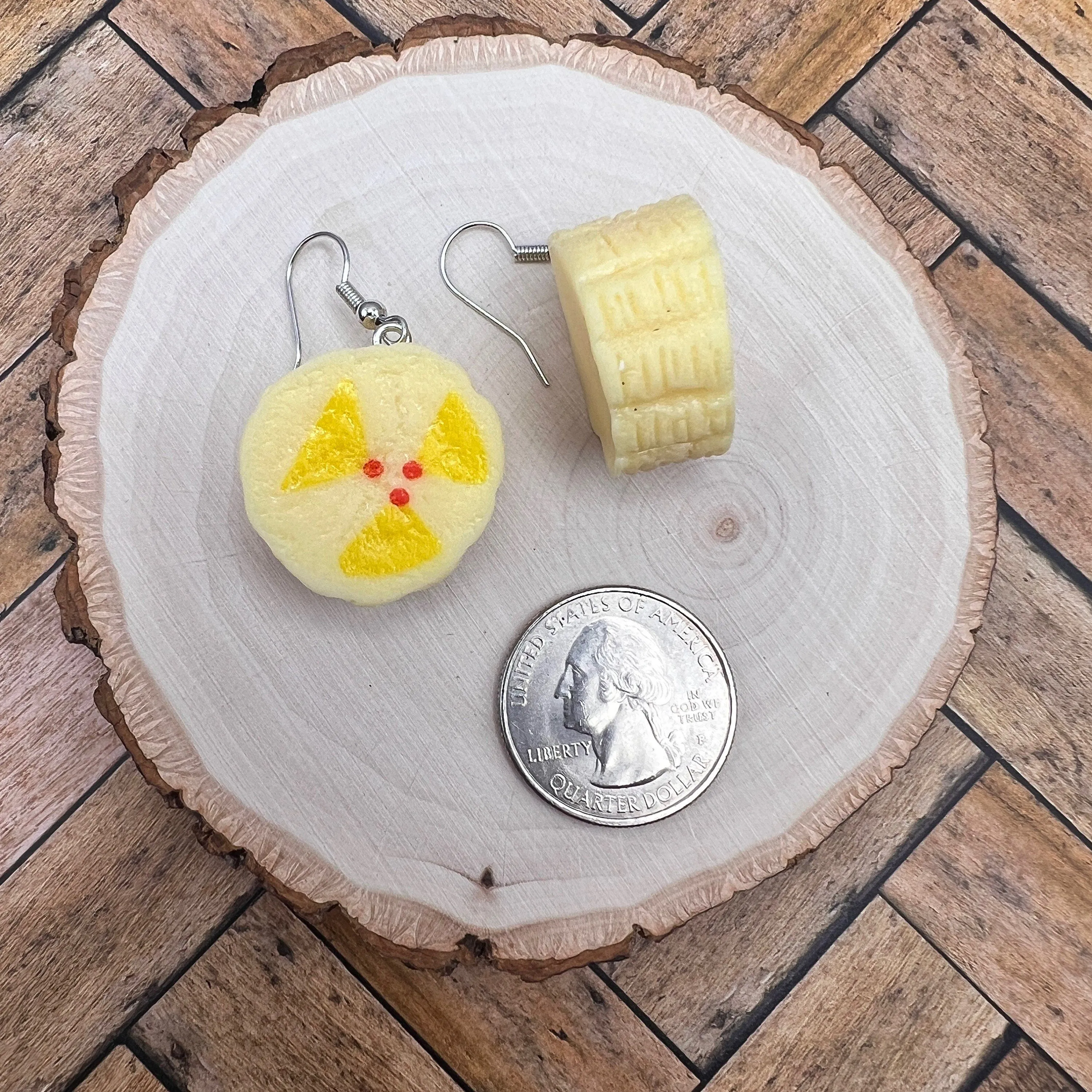 Banana Slice Food Themed Earrings