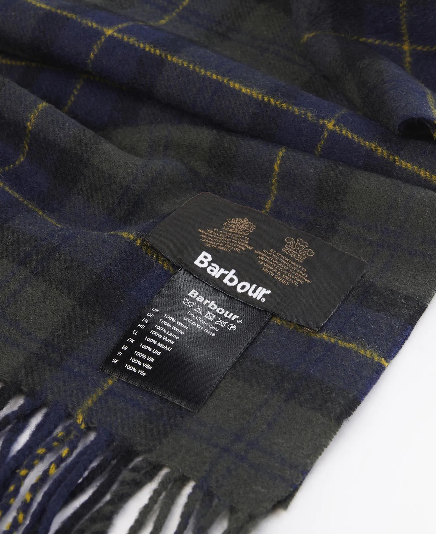 Barbour Tartan Lambswool Scarf - Olive Green