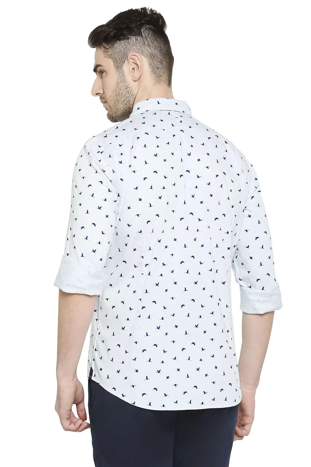 Basics Slim Fit Printed Stretch Shirt