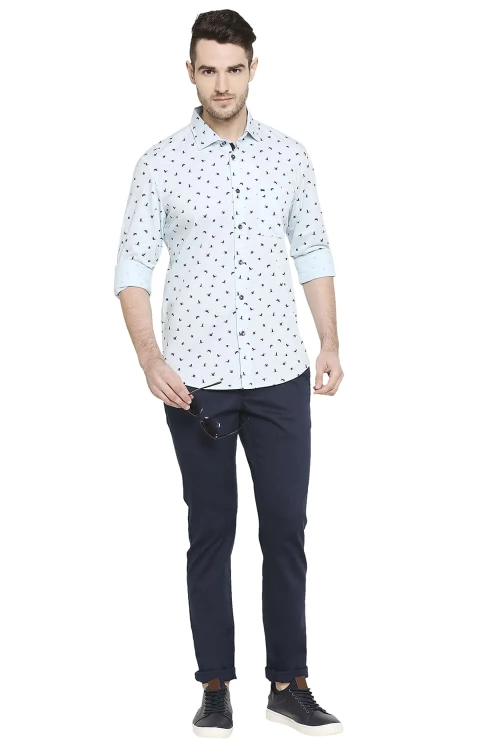 Basics Slim Fit Printed Stretch Shirt