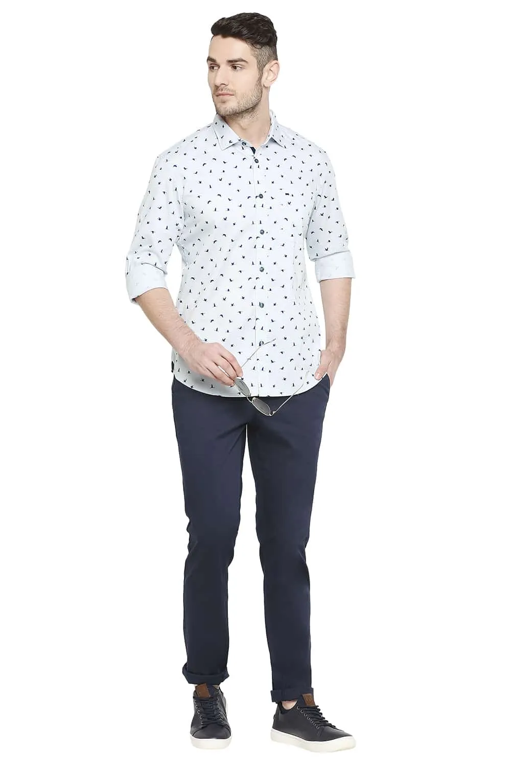 Basics Slim Fit Printed Stretch Shirt