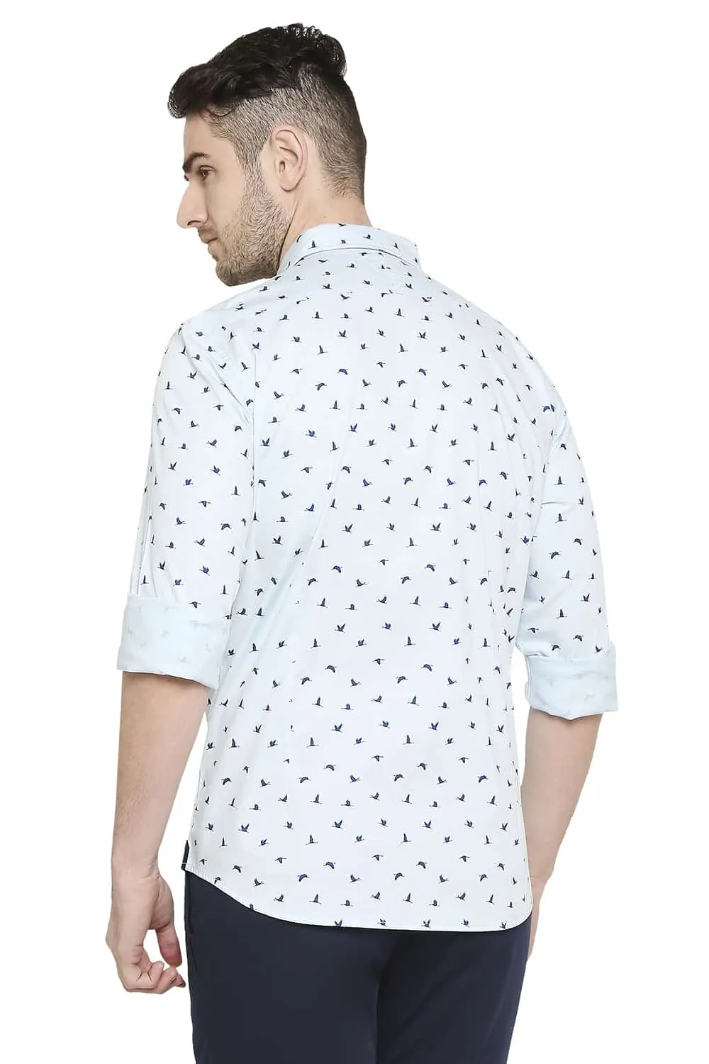 Basics Slim Fit Printed Stretch Shirt