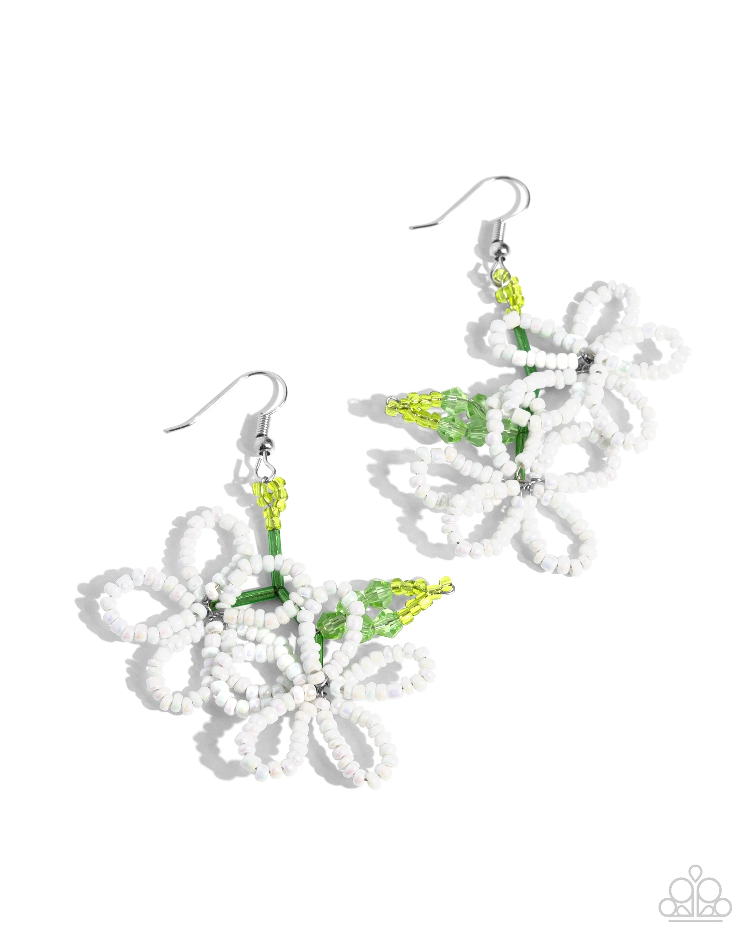 Beaded Blooms - White Earrings