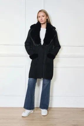 Black Faux Fur Long Coat