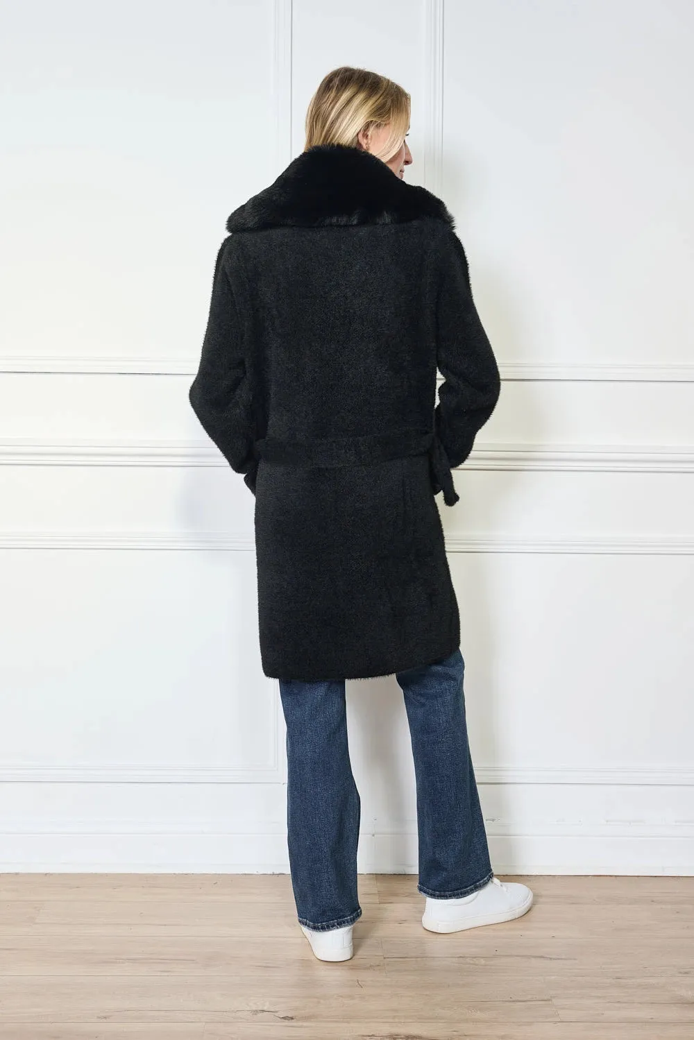 Black Faux Fur Long Coat