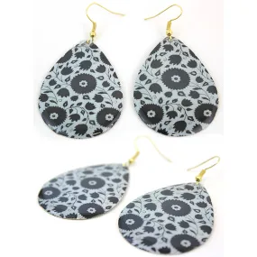 Black Floral Enamel Earrings