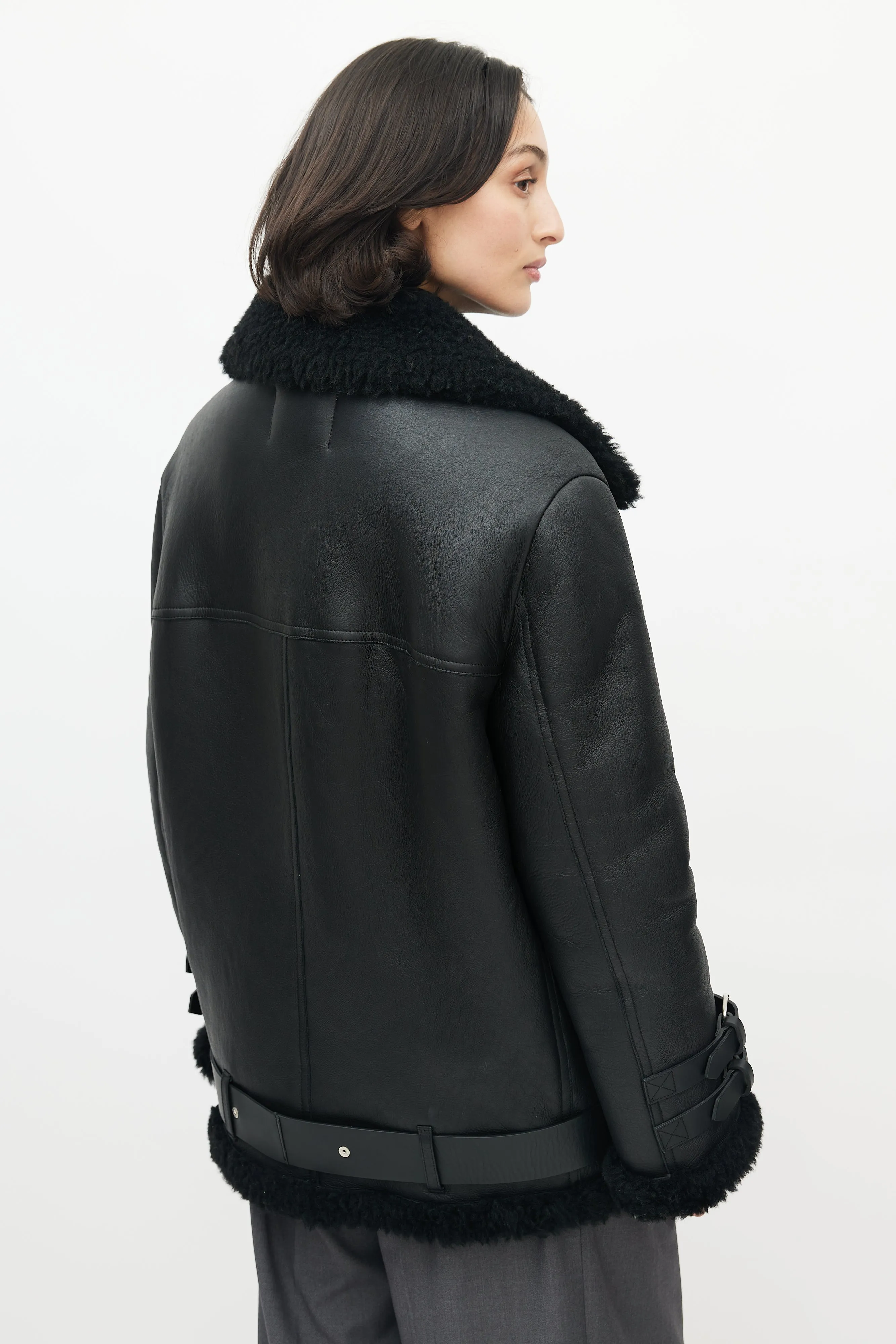 Black Leather Shearling Jacket