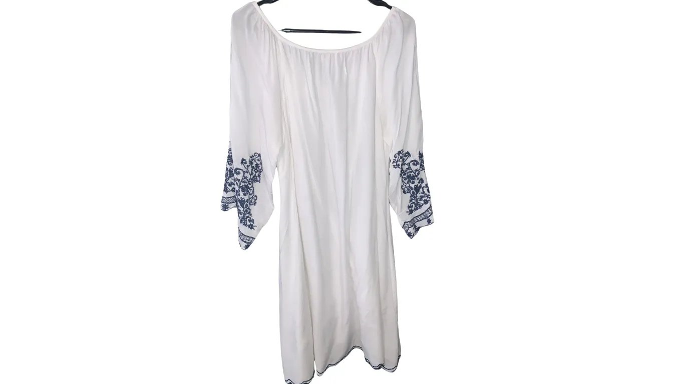 Bohemian Embroidered Tunic Dress; L