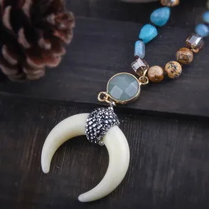 Bohemian Inspired Tribal Ox Horn Bead Necklace