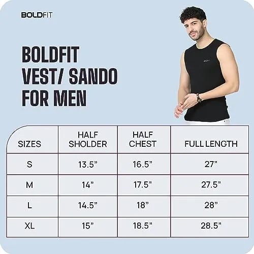 Boldfit Vest for Men Multipurpose Sando for Men for use in Gym, Running, Outdoor Black Baniyan for Men Sleeveless Undershirts for Men Round Neck Men Baniyan - Quick Drying, Breathable Men Vest XL