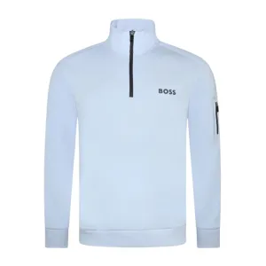 BOSS 3D Molded Logo Half Zip Blue Sweatshirt