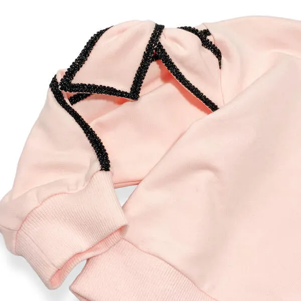 Bow Sleeve Sweatshirt - Pink