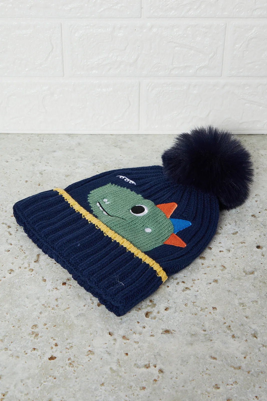 Boys Navy Knitted Cap Set (3 Piece)